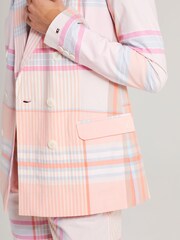 Tommy Hilfiger Orange Madras Check Double Breasted Blazer - Image 4 of 7