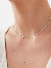 Sterling Silver Asymmetric Initial Heart Necklace - Image 1 of 4