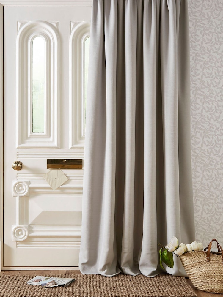 Laura Ashley Dove Grey Stephanie Thermal Lining Door  Pencil Pleat Curtain - Image 1 of 2