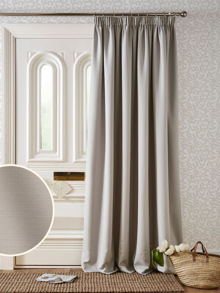 Laura Ashley Dove Grey Stephanie Thermal Lining Door  Pencil Pleat Curtain - Image 2 of 2