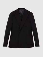 Reiss Black Bologna Atelier Cashmere Slim Fit Double Breasted Blazer - Image 2 of 8