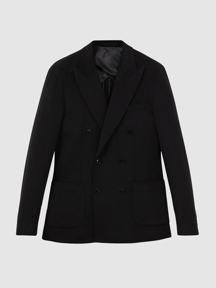 Reiss Black Bologna Atelier Cashmere Slim Fit Double Breasted Blazer - Image 2 of 8