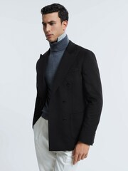 Reiss Black Bologna Atelier Cashmere Slim Fit Double Breasted Blazer - Image 6 of 8