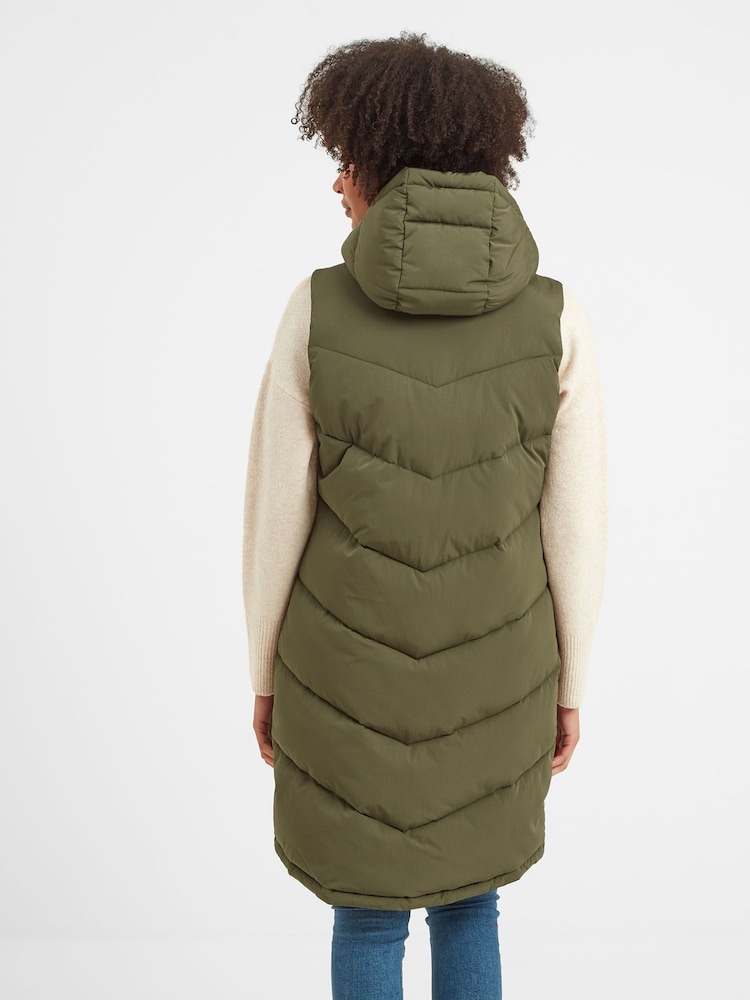 Зеленый - Tog 24 Ranskill Long Padded с капюшоном Gilet - Image 2 of 8