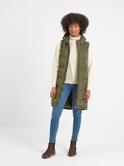 Зеленый - Tog 24 Ranskill Long Padded с капюшоном Gilet - Image 3 of 8