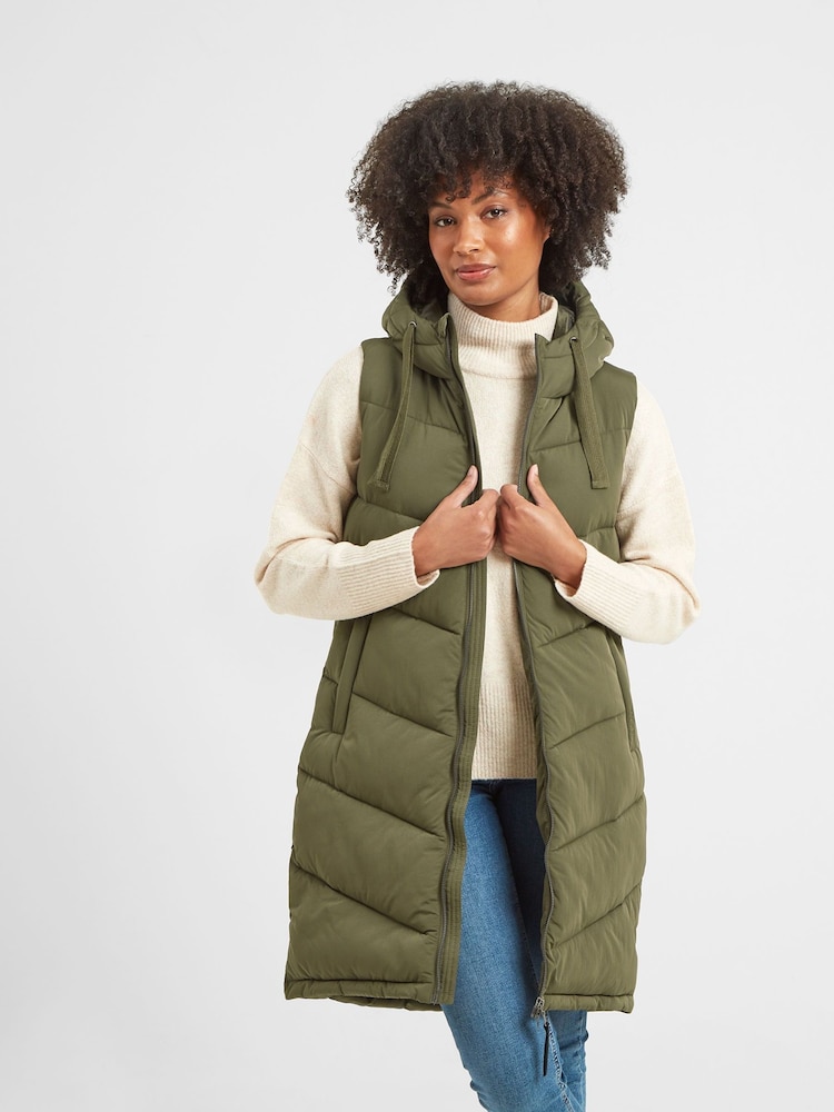 Groen - Tog 24 Ranskill Lange Gewatteerde Gilet met Capuchon - Image 4 of 8
