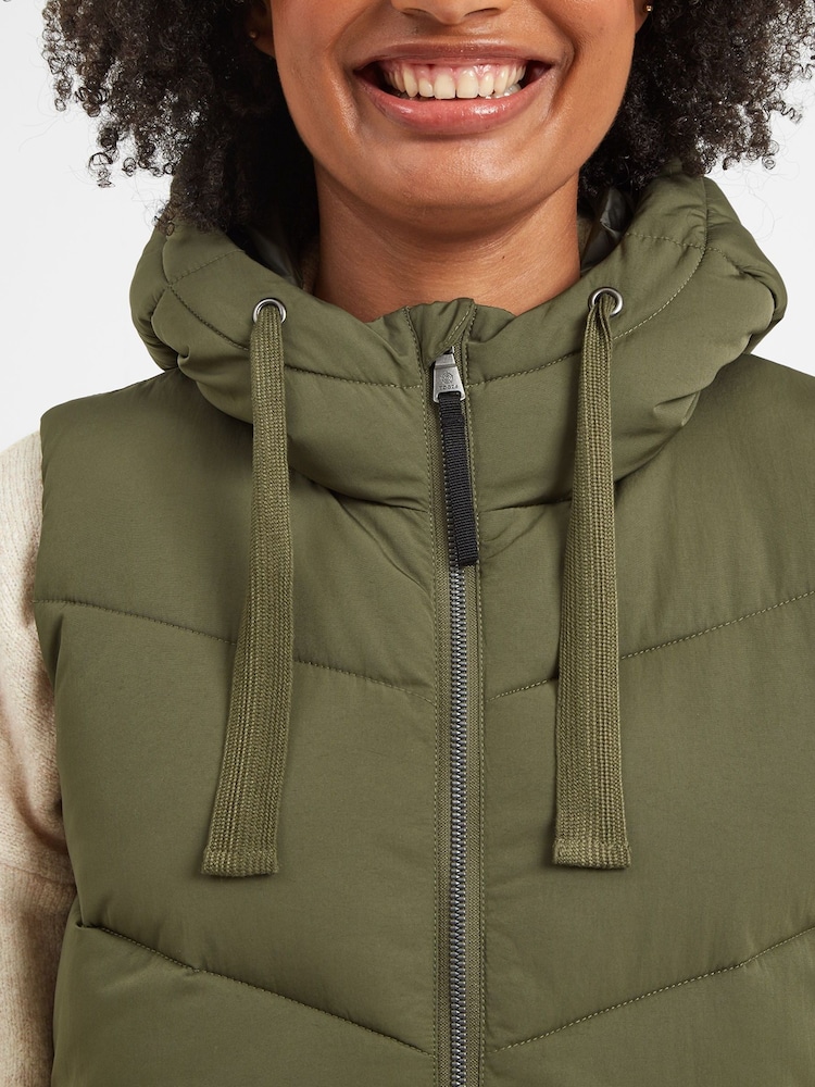 Groen - Tog 24 Ranskill Lange Gewatteerde Gilet met Capuchon - Image 6 of 8
