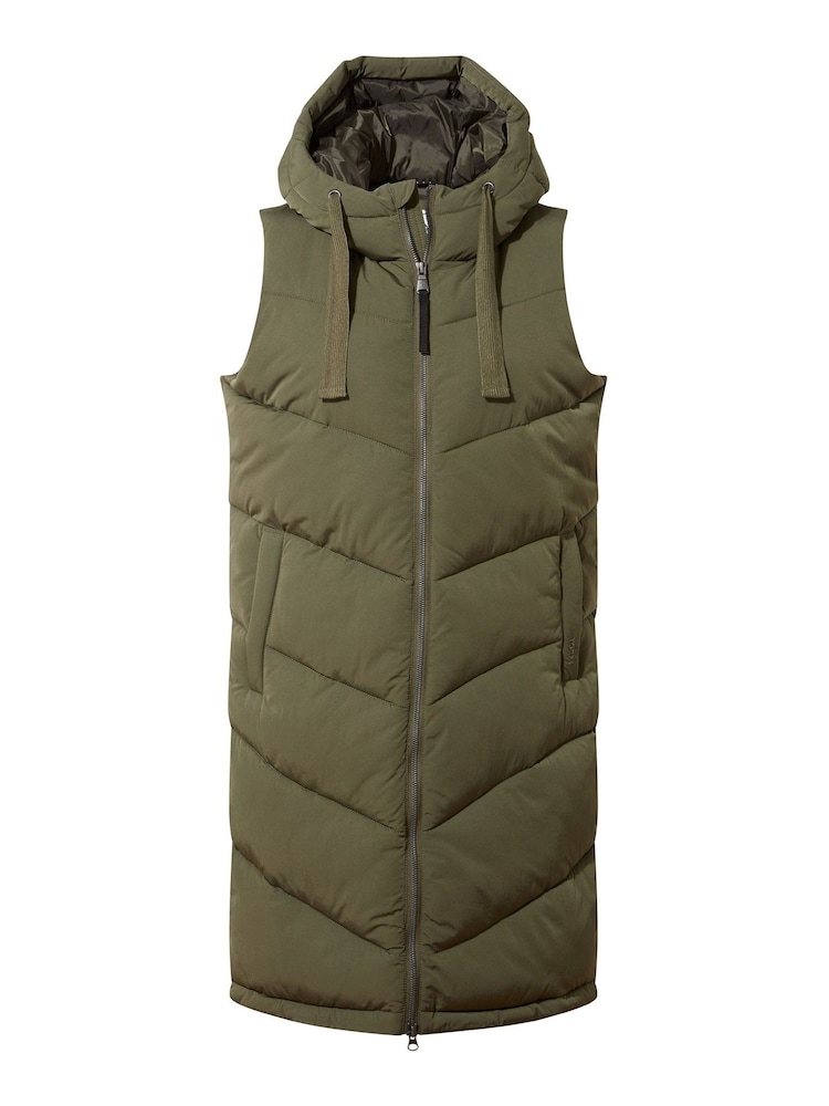 Зеленый - Tog 24 Ranskill Long Padded с капюшоном Gilet - Image 8 of 8