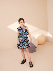 Black Print One Shoulder Dress (3-16yrs) - Image 1 of 6
