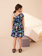 Black Print One Shoulder Dress (3-16yrs) - Image 2 of 6