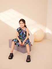Black Print One Shoulder Dress (3-16yrs) - Image 3 of 6