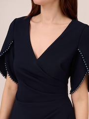 Adrianna Papell Blue Pearl Trim Knit Crepe Gown - Image 4 of 6