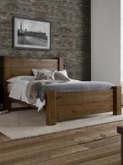 time4sleep Dark Wooden Plank Bed Frame - Image 1 of 4