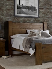 time4sleep Dark Wooden Plank Bed Frame - Image 2 of 4