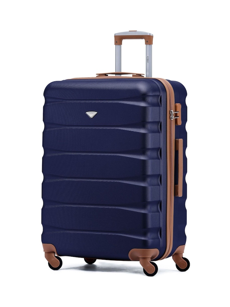 Flight Knight Navy/Tan Medium Hardcase Lightweight Check In Suitcase With 4 Wheels - Image 1 of 7