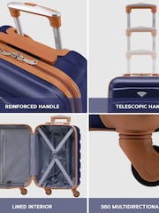 Flight Knight Navy/Tan Medium Hardcase Lightweight Check In Suitcase With 4 Wheels - Image 2 of 7