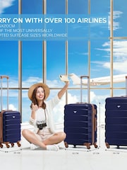 Flight Knight Navy/Tan Medium Hardcase Lightweight Check In Suitcase With 4 Wheels - Image 3 of 7