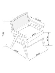 Black Wood, Casual Boucle Oyster Natural Abel Wooden Rattan Accent Chair - Image 7 of 8