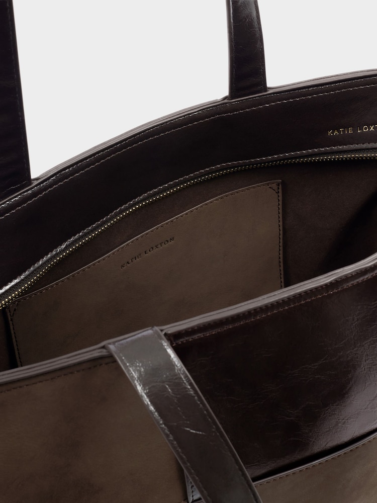 Katie Loxton Chocolate Brown Taya Woven Suedette Tote Bag - Image 10 of 10 Katie Loxton Chocolate Brown Taya Woven Suedette Tote Bag - Image 10 of 10