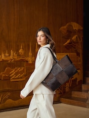 Katie Loxton Chocolate Brown Taya Woven Suedette Tote Bag - Image 4 of 10
