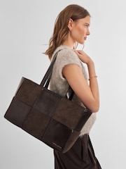 Katie Loxton Chocolate Brown Taya Woven Suedette Tote Bag - Image 6 of 10