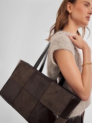 Katie Loxton Chocolate Brown Taya Woven Suedette Tote Bag - Image 7 of 10