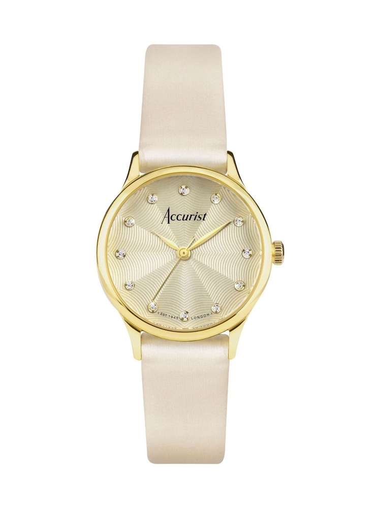 Accurist Ladies Cream Dress Leather Strap 28mm Watch - Image 1 of 6