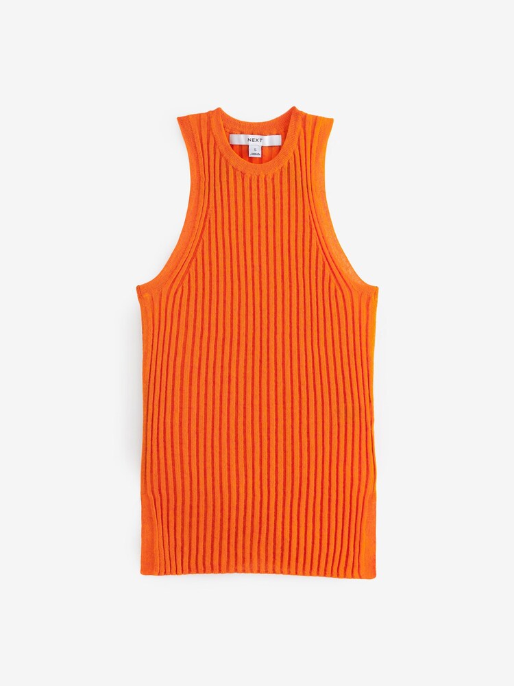 Orange - Trägertop aus Rippstrick mit Leinenanteil - Bild 6 von 6