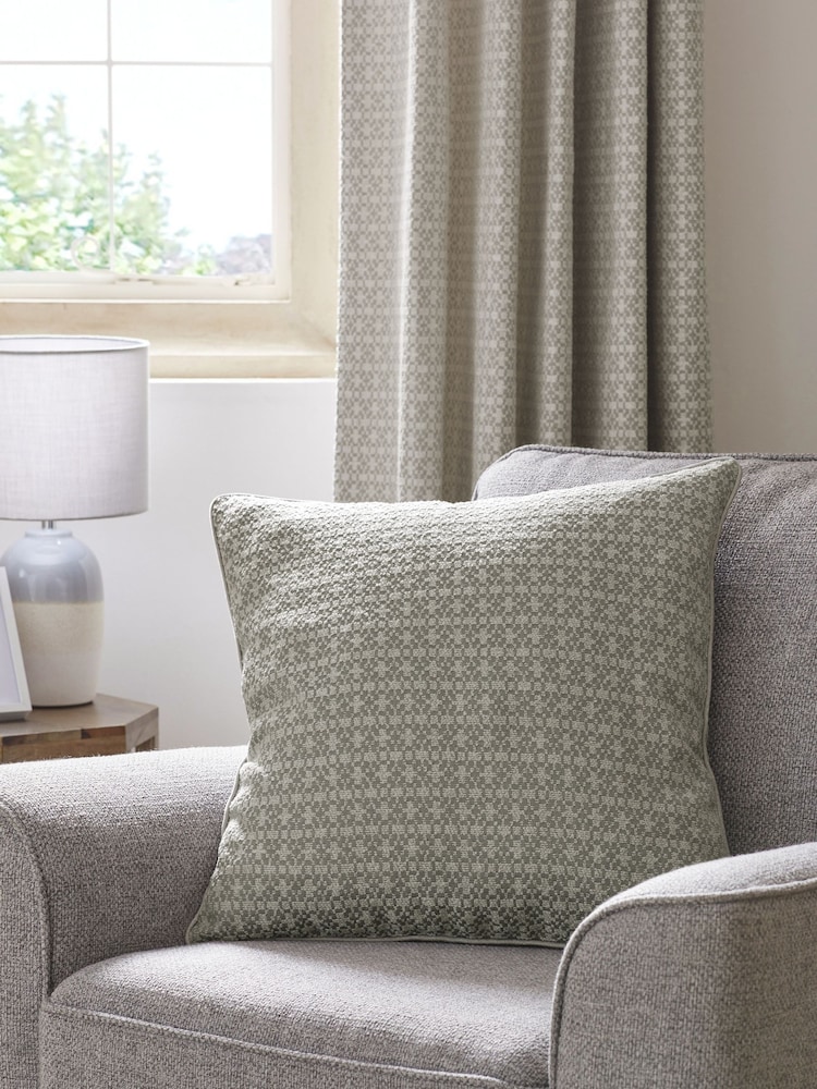 Grey Mini Geometric Embroidered Cushion - Image 1 of 4