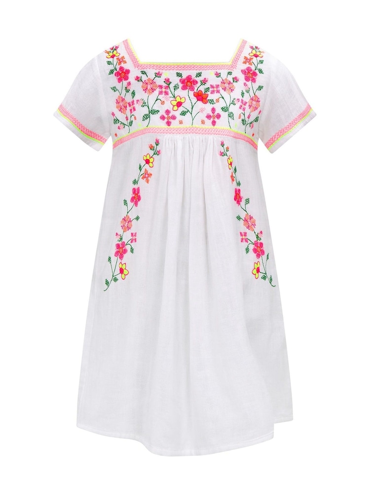 Sunuva 100% Cotton Vintage Stitch Peruvian Short Sleeve White Dress - Image 3 of 3