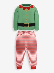 JoJo Maman Bébé Red Christmas Elf Jersey Pyjamas - Image 1 of 5