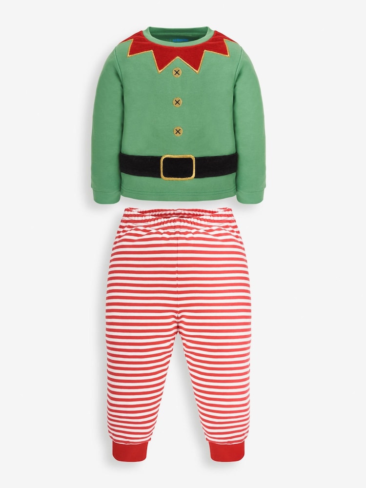 JoJo Maman Bébé Red Christmas Elf Jersey Pyjamas - Image 1 of 5