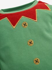 JoJo Maman Bébé Red Christmas Elf Jersey Pyjamas - Image 2 of 5
