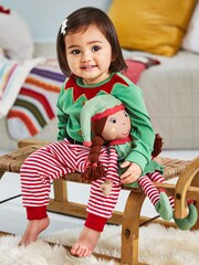 JoJo Maman Bébé Red Christmas Elf Jersey Pyjamas - Image 3 of 5