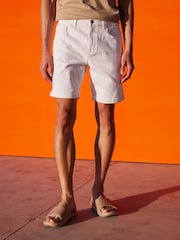 White Slim Stretch Denim Shorts - Image 1 of 4