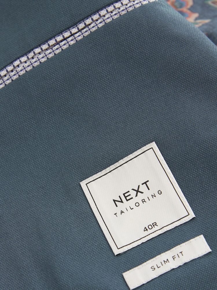 Blue Slim Cotton Stretch Blazer - Image 10 of 11