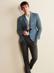 Blue Slim Cotton Stretch Blazer - Image 2 of 11