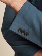Blue Slim Cotton Stretch Blazer - Image 6 of 11