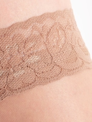 Pretty Polly Natural 10 Denier Nylons Lace Top Hold-Ups Three Pair Pack - Image 3 of 6