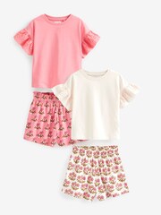 Pink/White Floral Short Pyjamas 2 Pack (3-16yrs) - Image 3 of 4