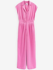 Bright Pink Satin Belted Wide Leg Jumpsuit - Image 5 of 5