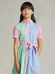 Modré dievčenské kárované šaty s krátkym rukávom a logom Polo Ralph Lauren - Image 3 of 7