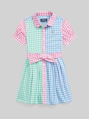Modré dievčenské kárované šaty s krátkym rukávom a logom Polo Ralph Lauren - Image 6 of 7
