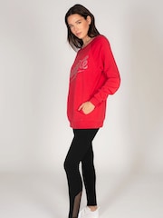 Pineapple Red Womens Oversized Diamanté Logo Monster Sweater - Image 3 of 6