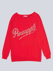 Pineapple Red Womens Oversized Diamanté Logo Monster Sweater - Image 5 of 6