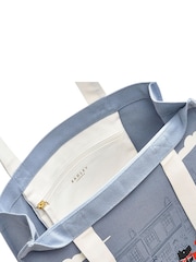 Radley London Blue Queens Jubilee Medium Open Top 100% Cotton Tote Bag - Image 3 of 5