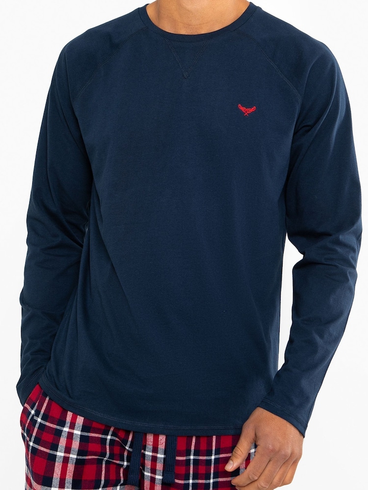 Threadbare Dark Blue Blend Long Sleeve Pyjamas Set - Image 8 of 8