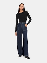 Whistles Black Sparkle Annie Crew Neck Jumper - Image 1 of 5