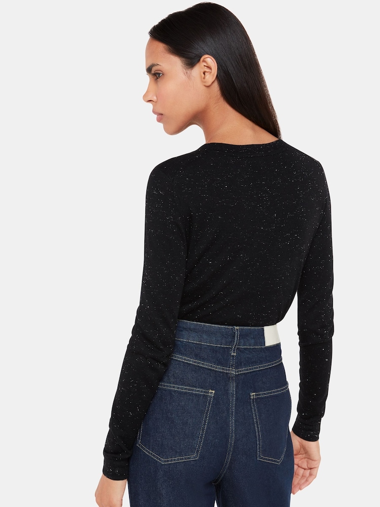 Whistles Black Sparkle Annie Crew Neck Jumper - Image 2 of 5