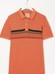 FatFace Orange Piqué Chest Striped Polo Shirt - Image 1 of 4